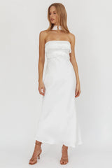 Damsel Reverse Halter Frill Trim Maxi Dress White
