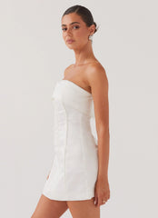 Bombshell Tube Mini Dress - White Pearl