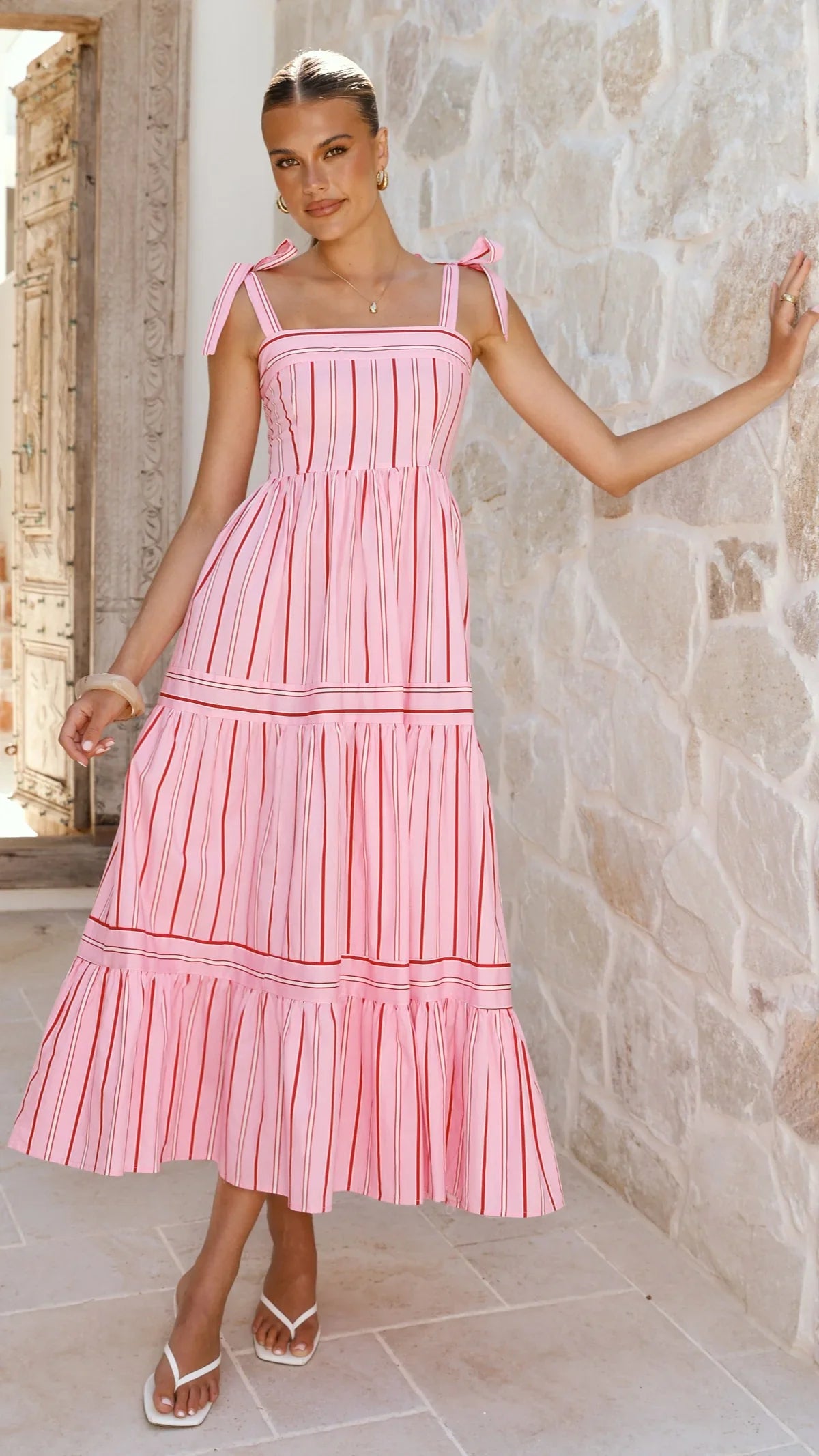 Caju Maxi Dress - Pink Stripe